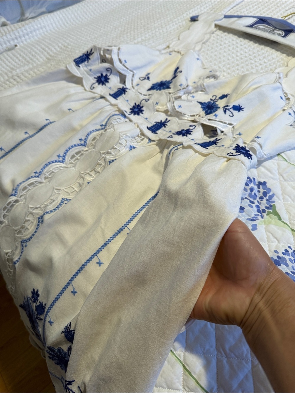 FARM Rio White Maxi Dress with Blue Floral Embroidery - Picture 9 of 10